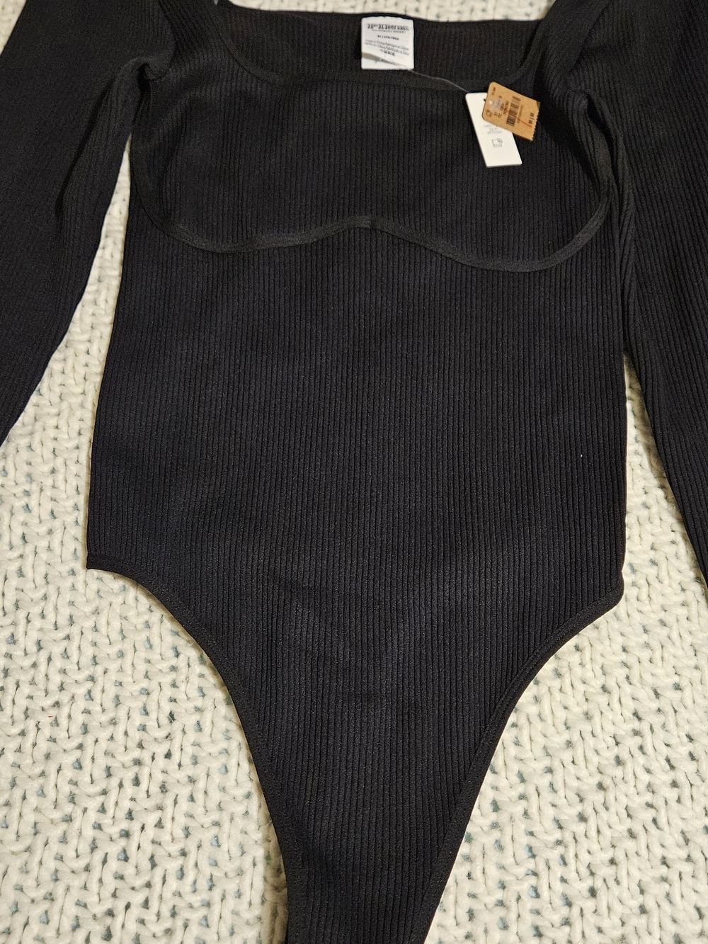 PINK Victoria's Secret Ribbed Scoop Neck Bodysuit , Black, Gothic, Minimalist
